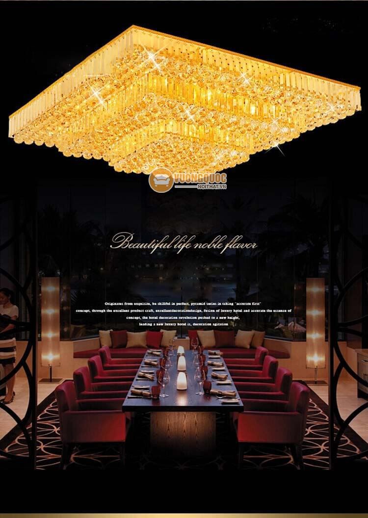 Đèn ốp trần chữ nhật mạ vàng sang trọng CM271-4